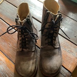 Bed Stu Tactic Dual Zip Lace-up Boot in Black Driftwood. Sz. 8.5